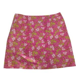 Vintage Lilly Pulitzer Happy Hippo Floral Mini Pencil Skirt 6
